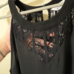 Market & Spruce Black Lace Detail Tank Top